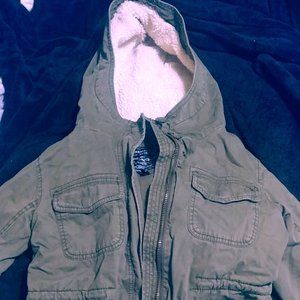 American Eagle Outfitters Women's Olive Sherpa Hood Jacket Drawstring Waist XS